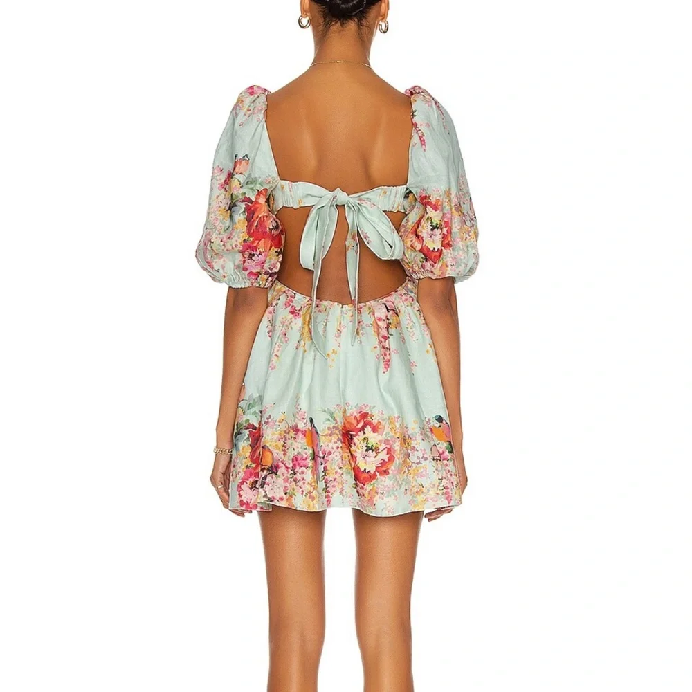 Zimmerman out of stock Mae cutout mini dress in mint floral worn once - Picture 2 of 4